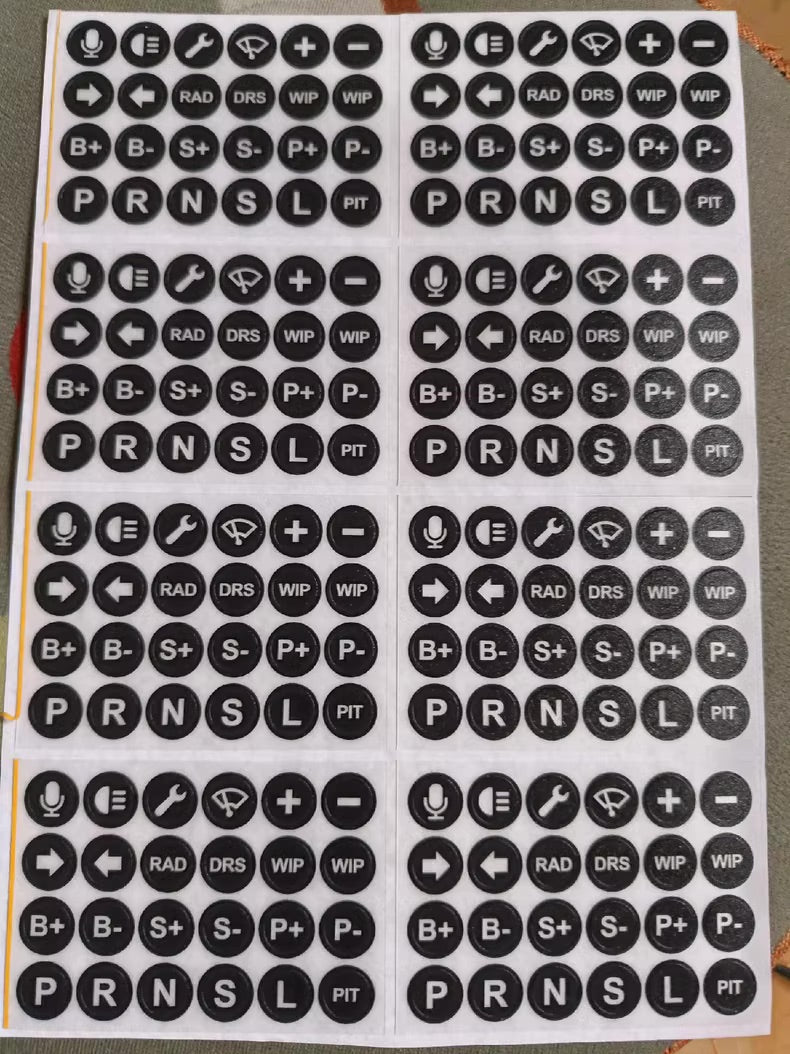 Backlit Sim Racing Wheel Button Stickers