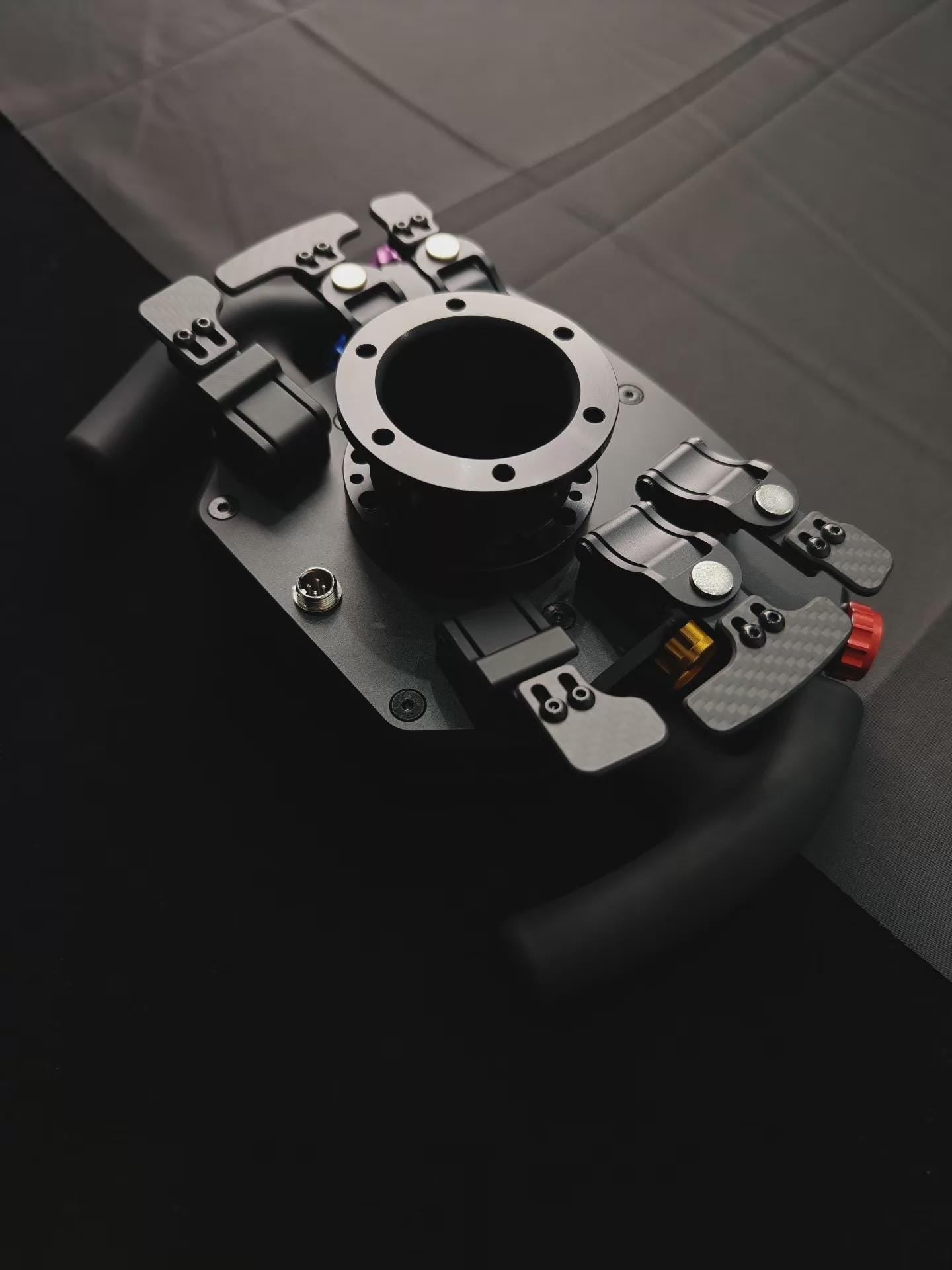 Porsche 911 GTE Pro sim racing wheel full view, compatible with Moza and Simagic wheelbases