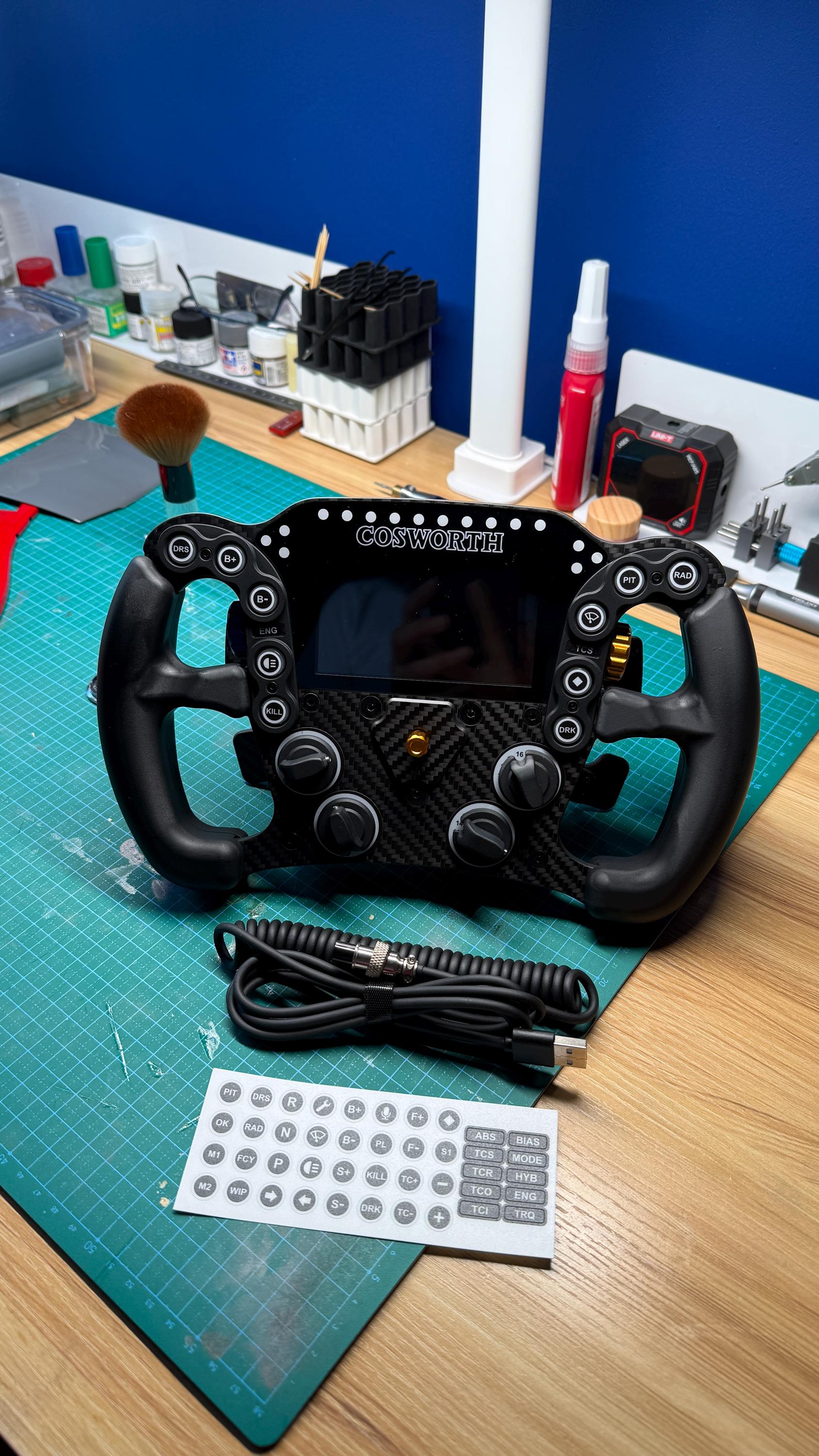LMP2 Pro sim racing wheel — full front view with RGB LEDs