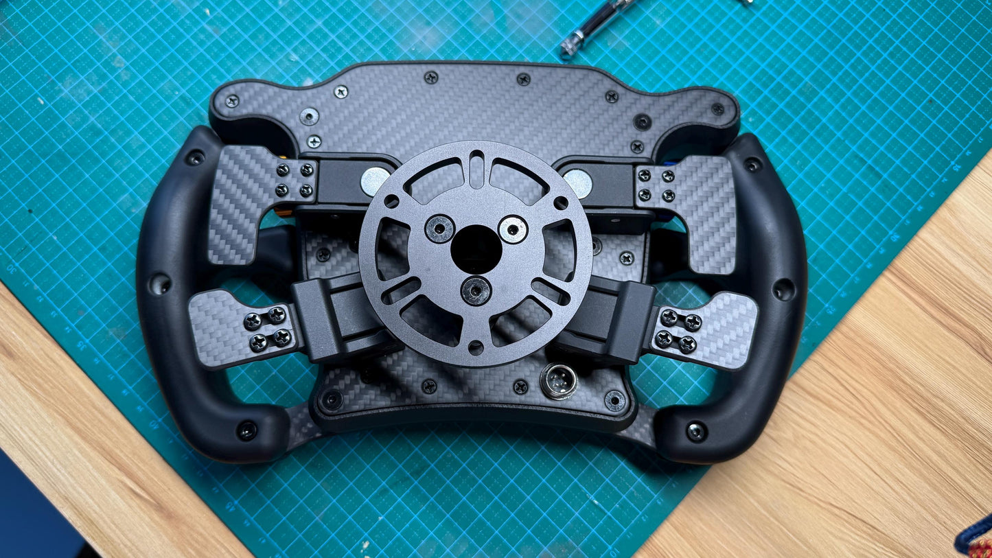 LMP2 Pro endurance sim racing wheel — rear carbon fiber plate