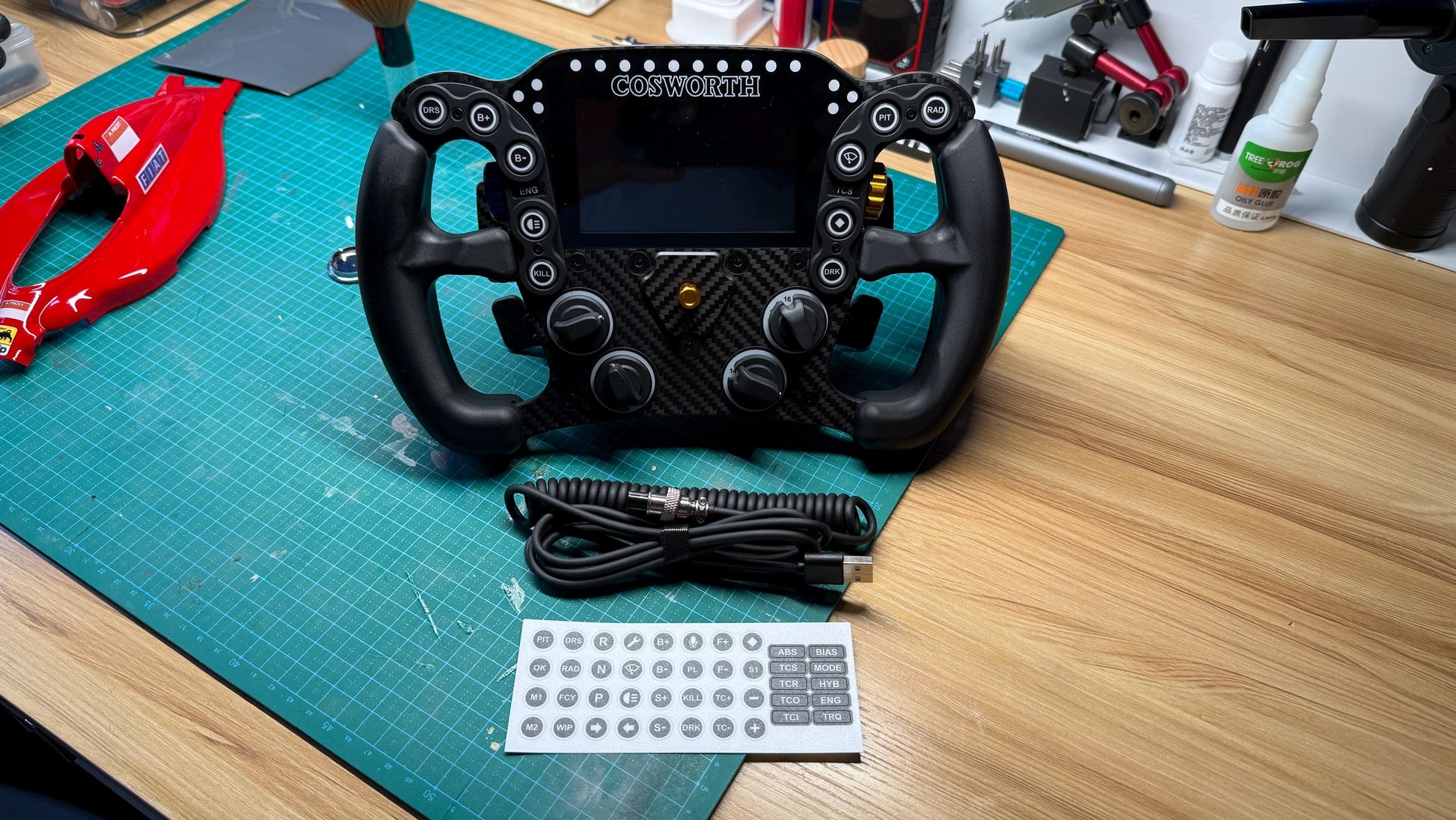 LMP2 Pro prototype sim racing wheel — button and rotary encoder layout