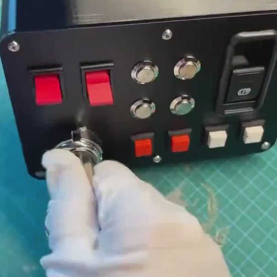 ETS2 ATS truck sim button box controller demo video showing ignition key, buttons and handheld mic in use
